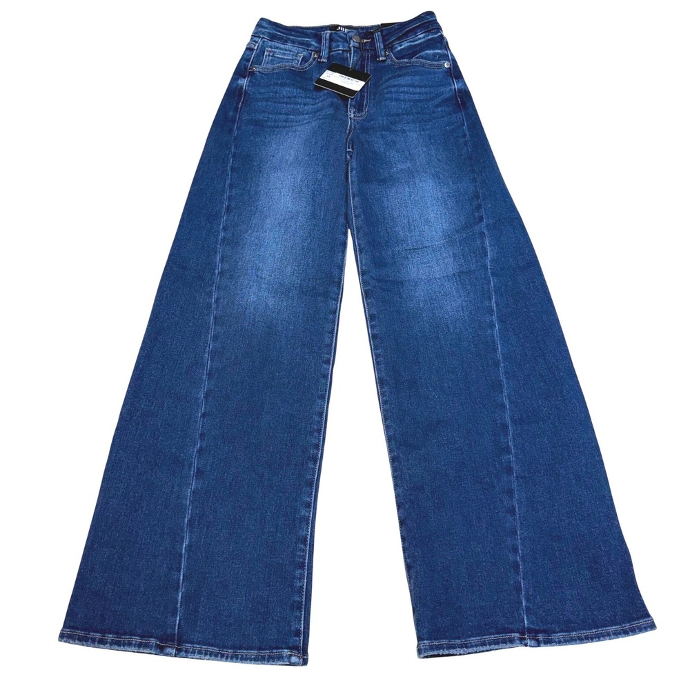 NWT Just Black Denim Seams Perfect Dark Wide Leg Jeans‎ Size 24 Retro Flare